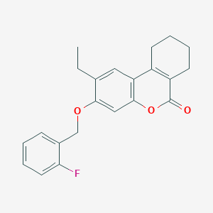 molecular formula C22H21FO3 B11162031 2-ethyl-3-[(2-fluorobenzyl)oxy]-7,8,9,10-tetrahydro-6H-benzo[c]chromen-6-one 