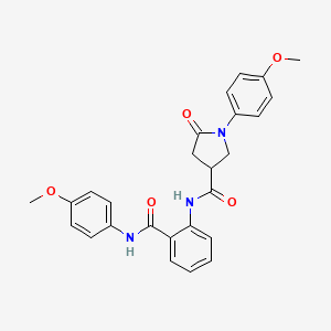 molecular formula C26H25N3O5 B11162054 1-(4-methoxyphenyl)-N-{2-[(4-methoxyphenyl)carbamoyl]phenyl}-5-oxopyrrolidine-3-carboxamide 