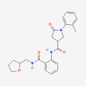 molecular formula C24H27N3O4 B11162089 1-(2-methylphenyl)-5-oxo-N-{2-[(tetrahydrofuran-2-ylmethyl)carbamoyl]phenyl}pyrrolidine-3-carboxamide 