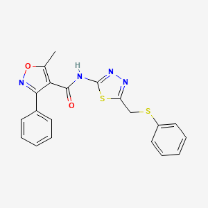 molecular formula C20H16N4O2S2 B11162106 5-methyl-3-phenyl-N-{5-[(phenylsulfanyl)methyl]-1,3,4-thiadiazol-2-yl}-1,2-oxazole-4-carboxamide 