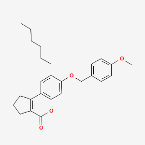 molecular formula C26H30O4 B11162114 8-hexyl-7-[(4-methoxybenzyl)oxy]-2,3-dihydrocyclopenta[c]chromen-4(1H)-one 