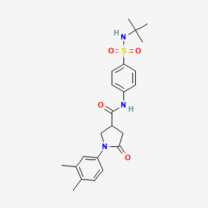 molecular formula C23H29N3O4S B11162133 N-[4-(tert-butylsulfamoyl)phenyl]-1-(3,4-dimethylphenyl)-5-oxopyrrolidine-3-carboxamide 