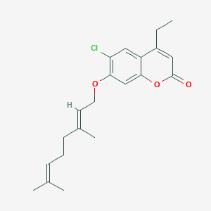 molecular formula C21H25ClO3 B11162239 6-chloro-7-{[(2E)-3,7-dimethylocta-2,6-dien-1-yl]oxy}-4-ethyl-2H-chromen-2-one 