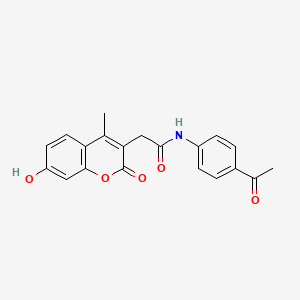 molecular formula C20H17NO5 B11162259 N-(4-acetylphenyl)-2-(7-hydroxy-4-methyl-2-oxo-2H-chromen-3-yl)acetamide 