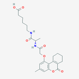 molecular formula C25H32N2O7 B11162264 6-{2-[2-({3-Methyl-6-oxo-6H,7H,8H,9H,10H-cyclohexa[C]chromen-1-YL}oxy)acetamido]propanamido}hexanoic acid 