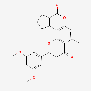 molecular formula C24H22O6 B11162286 2-(3,5-dimethoxyphenyl)-5-methyl-10,11-dihydro-2H-cyclopenta[c]pyrano[2,3-f]chromene-4,8(3H,9H)-dione 