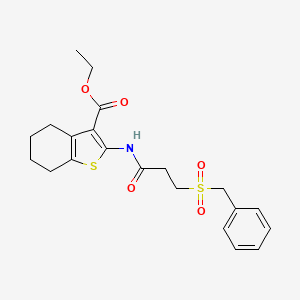 molecular formula C21H25NO5S2 B11162297 Ethyl 2-{[3-(benzylsulfonyl)propanoyl]amino}-4,5,6,7-tetrahydro-1-benzothiophene-3-carboxylate 