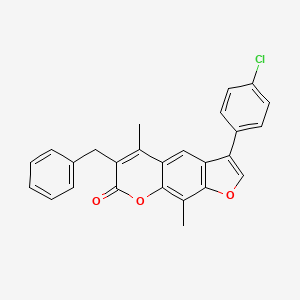 molecular formula C26H19ClO3 B11162348 6-benzyl-3-(4-chlorophenyl)-5,9-dimethyl-7H-furo[3,2-g]chromen-7-one 