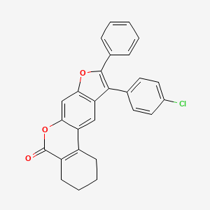 molecular formula C27H19ClO3 B11162356 10-(4-chlorophenyl)-9-phenyl-1,2,3,4-tetrahydro-5H-benzo[c]furo[3,2-g]chromen-5-one 