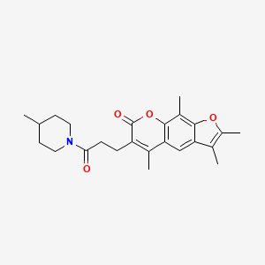 molecular formula C24H29NO4 B11162403 2,3,5,9-tetramethyl-6-[3-(4-methylpiperidin-1-yl)-3-oxopropyl]-7H-furo[3,2-g]chromen-7-one 