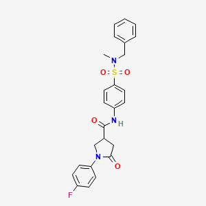 molecular formula C25H24FN3O4S B11162408 N-{4-[benzyl(methyl)sulfamoyl]phenyl}-1-(4-fluorophenyl)-5-oxopyrrolidine-3-carboxamide 