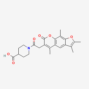 molecular formula C23H25NO6 B11162427 1-[(2,3,5,9-tetramethyl-7-oxo-7H-furo[3,2-g]chromen-6-yl)acetyl]piperidine-4-carboxylic acid 