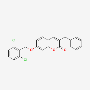 molecular formula C24H18Cl2O3 B11162433 3-benzyl-7-[(2,6-dichlorobenzyl)oxy]-4-methyl-2H-chromen-2-one 