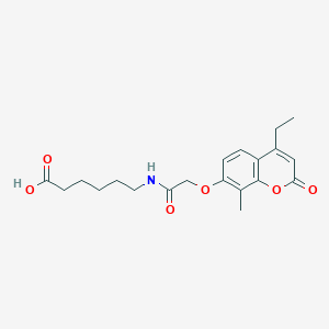 molecular formula C20H25NO6 B11162475 6-({[(4-ethyl-8-methyl-2-oxo-2H-chromen-7-yl)oxy]acetyl}amino)hexanoic acid 