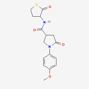 molecular formula C16H18N2O4S B11162489 1-(4-methoxyphenyl)-5-oxo-N-(2-oxothiolan-3-yl)pyrrolidine-3-carboxamide 