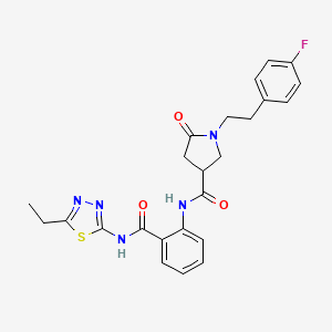 molecular formula C24H24FN5O3S B11162502 N-{2-[(5-ethyl-1,3,4-thiadiazol-2-yl)carbamoyl]phenyl}-1-[2-(4-fluorophenyl)ethyl]-5-oxopyrrolidine-3-carboxamide 