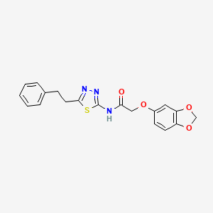 2-(1,3-benzodioxol-5-yloxy)-N-[5-(2-phenylethyl)-1,3,4-thiadiazol-2-yl]acetamide