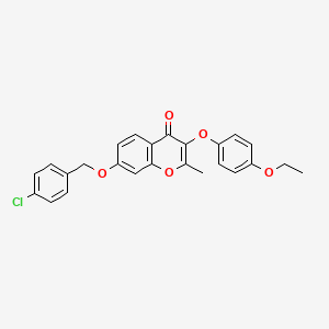 molecular formula C25H21ClO5 B11162540 7-[(4-chlorobenzyl)oxy]-3-(4-ethoxyphenoxy)-2-methyl-4H-chromen-4-one 