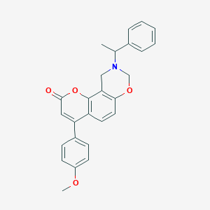 4-(4-methoxyphenyl)-9-(1-phenylethyl)-9,10-dihydro-2H,8H-chromeno[8,7-e][1,3]oxazin-2-one