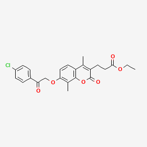 molecular formula C24H23ClO6 B11162592 ethyl 3-{7-[2-(4-chlorophenyl)-2-oxoethoxy]-4,8-dimethyl-2-oxo-2H-chromen-3-yl}propanoate 