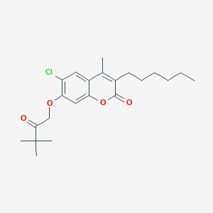 molecular formula C22H29ClO4 B11162602 6-chloro-7-(3,3-dimethyl-2-oxobutoxy)-3-hexyl-4-methyl-2H-chromen-2-one 