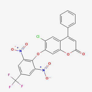 6-chloro-7-[2,6-dinitro-4-(trifluoromethyl)phenoxy]-4-phenyl-2H-chromen-2-one