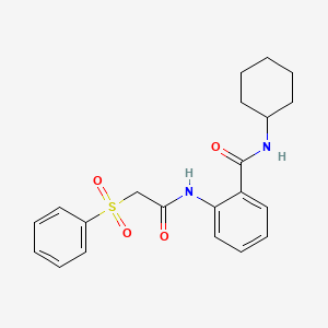 molecular formula C21H24N2O4S B11162636 N-cyclohexyl-2-{[(phenylsulfonyl)acetyl]amino}benzamide 