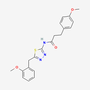 molecular formula C20H21N3O3S B11162656 N-[5-(2-methoxybenzyl)-1,3,4-thiadiazol-2-yl]-3-(4-methoxyphenyl)propanamide 