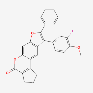 molecular formula C27H19FO4 B11162666 9-(3-fluoro-4-methoxyphenyl)-8-phenyl-2,3-dihydrocyclopenta[c]furo[3,2-g]chromen-4(1H)-one 