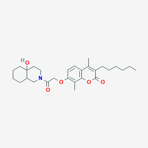 molecular formula C28H39NO5 B11162714 3-hexyl-7-[2-(4a-hydroxyoctahydroisoquinolin-2(1H)-yl)-2-oxoethoxy]-4,8-dimethyl-2H-chromen-2-one 