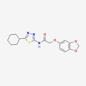 molecular formula C17H19N3O4S B11162725 2-(1,3-benzodioxol-5-yloxy)-N-(5-cyclohexyl-1,3,4-thiadiazol-2-yl)acetamide 