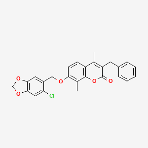 molecular formula C26H21ClO5 B11162745 3-benzyl-7-[(6-chloro-1,3-benzodioxol-5-yl)methoxy]-4,8-dimethyl-2H-chromen-2-one 