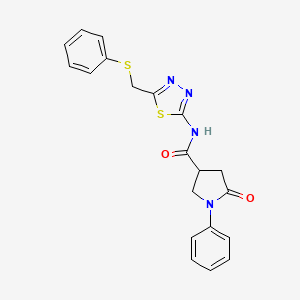 5-oxo-1-phenyl-N-{5-[(phenylsulfanyl)methyl]-1,3,4-thiadiazol-2-yl}pyrrolidine-3-carboxamide