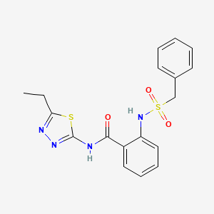 molecular formula C18H18N4O3S2 B11162772 2-[(benzylsulfonyl)amino]-N-(5-ethyl-1,3,4-thiadiazol-2-yl)benzamide 