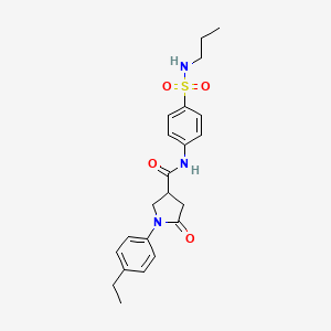 molecular formula C22H27N3O4S B11162783 1-(4-ethylphenyl)-5-oxo-N-[4-(propylsulfamoyl)phenyl]pyrrolidine-3-carboxamide 