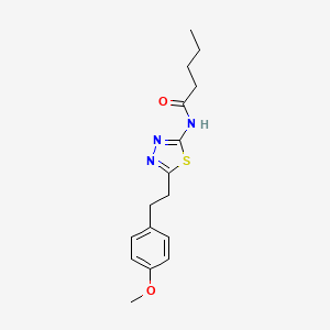 molecular formula C16H21N3O2S B11162796 N-{5-[2-(4-methoxyphenyl)ethyl]-1,3,4-thiadiazol-2-yl}pentanamide 