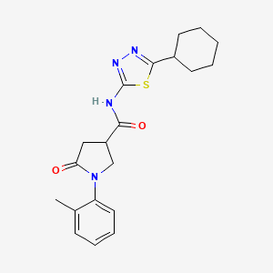 molecular formula C20H24N4O2S B11162826 N-(5-cyclohexyl-1,3,4-thiadiazol-2-yl)-1-(2-methylphenyl)-5-oxopyrrolidine-3-carboxamide 