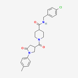 molecular formula C25H28ClN3O3 B11162845 N-(4-chlorobenzyl)-1-{[1-(4-methylphenyl)-5-oxopyrrolidin-3-yl]carbonyl}piperidine-4-carboxamide 