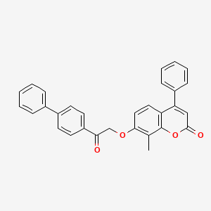 molecular formula C30H22O4 B11162909 7-[2-(biphenyl-4-yl)-2-oxoethoxy]-8-methyl-4-phenyl-2H-chromen-2-one 