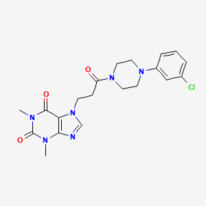 molecular formula C20H23ClN6O3 B11162930 7-{3-[4-(3-chlorophenyl)piperazin-1-yl]-3-oxopropyl}-1,3-dimethyl-3,7-dihydro-1H-purine-2,6-dione 