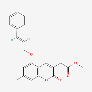 molecular formula C23H22O5 B11162933 methyl (4,7-dimethyl-2-oxo-5-{[(2E)-3-phenylprop-2-en-1-yl]oxy}-2H-chromen-3-yl)acetate 