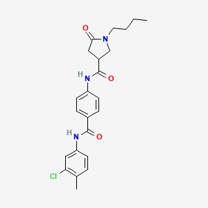 molecular formula C23H26ClN3O3 B11162938 1-butyl-N-{4-[(3-chloro-4-methylphenyl)carbamoyl]phenyl}-5-oxopyrrolidine-3-carboxamide 