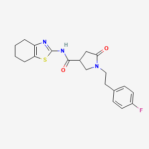 molecular formula C20H22FN3O2S B11162942 1-[2-(4-fluorophenyl)ethyl]-5-oxo-N-(4,5,6,7-tetrahydro-1,3-benzothiazol-2-yl)pyrrolidine-3-carboxamide 