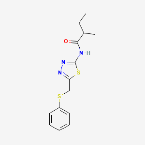 molecular formula C14H17N3OS2 B11162945 2-methyl-N-{5-[(phenylsulfanyl)methyl]-1,3,4-thiadiazol-2-yl}butanamide 