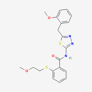 N-[5-(2-methoxybenzyl)-1,3,4-thiadiazol-2-yl]-2-[(2-methoxyethyl)sulfanyl]benzamide