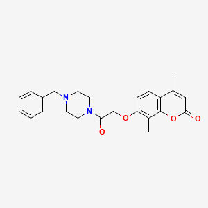 molecular formula C24H26N2O4 B11162964 7-[2-(4-benzylpiperazino)-2-oxoethoxy]-4,8-dimethyl-2H-chromen-2-one 