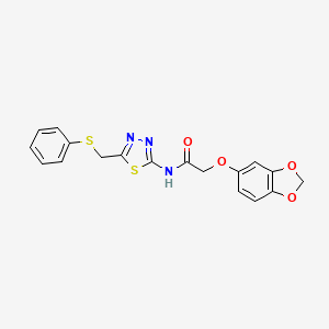 2-(1,3-benzodioxol-5-yloxy)-N-{5-[(phenylsulfanyl)methyl]-1,3,4-thiadiazol-2-yl}acetamide