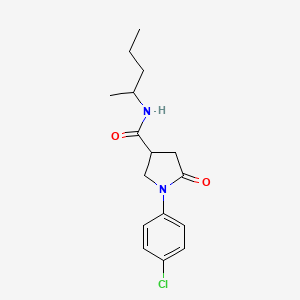 molecular formula C16H21ClN2O2 B11163017 1-(4-chlorophenyl)-5-oxo-N-(pentan-2-yl)pyrrolidine-3-carboxamide 