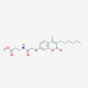 molecular formula C21H27NO6 B11163032 3-({2-[(3-hexyl-4-methyl-2-oxo-2H-chromen-7-yl)oxy]acetyl}amino)propanoic acid 