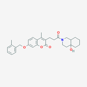 molecular formula C30H35NO5 B11163049 3-[3-(4a-hydroxyoctahydroisoquinolin-2(1H)-yl)-3-oxopropyl]-4-methyl-7-[(2-methylbenzyl)oxy]-2H-chromen-2-one 